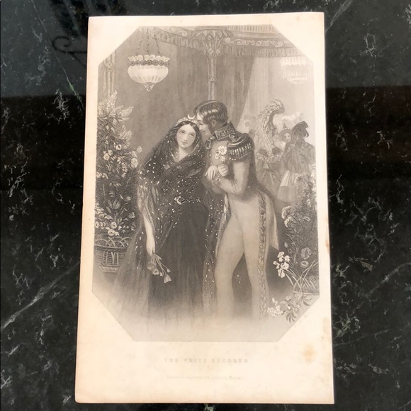 The Prize Secured 9.5" x 6" Antique Engraving